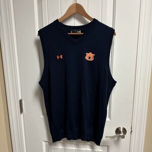 Auburn Tigers Football Merino Wool Sweater Vest Large Under Armour NWOT NCAA SEC